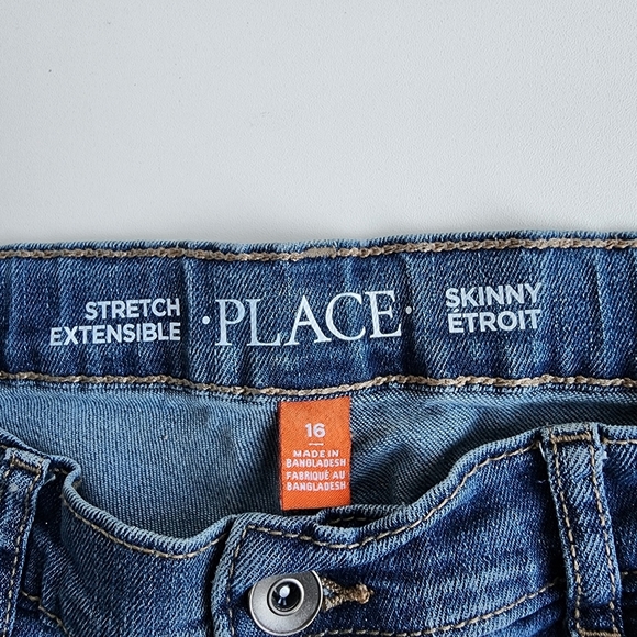 Childrens Place Jeans Boys 16 Blue Skinny Adjustable Waist Med Wash Denim - Picture 5 of 11